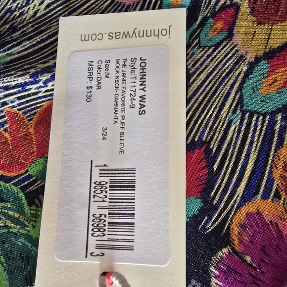 Johnny Was Vibrant Floral and Peacock Blouse - Picture 4 of 5